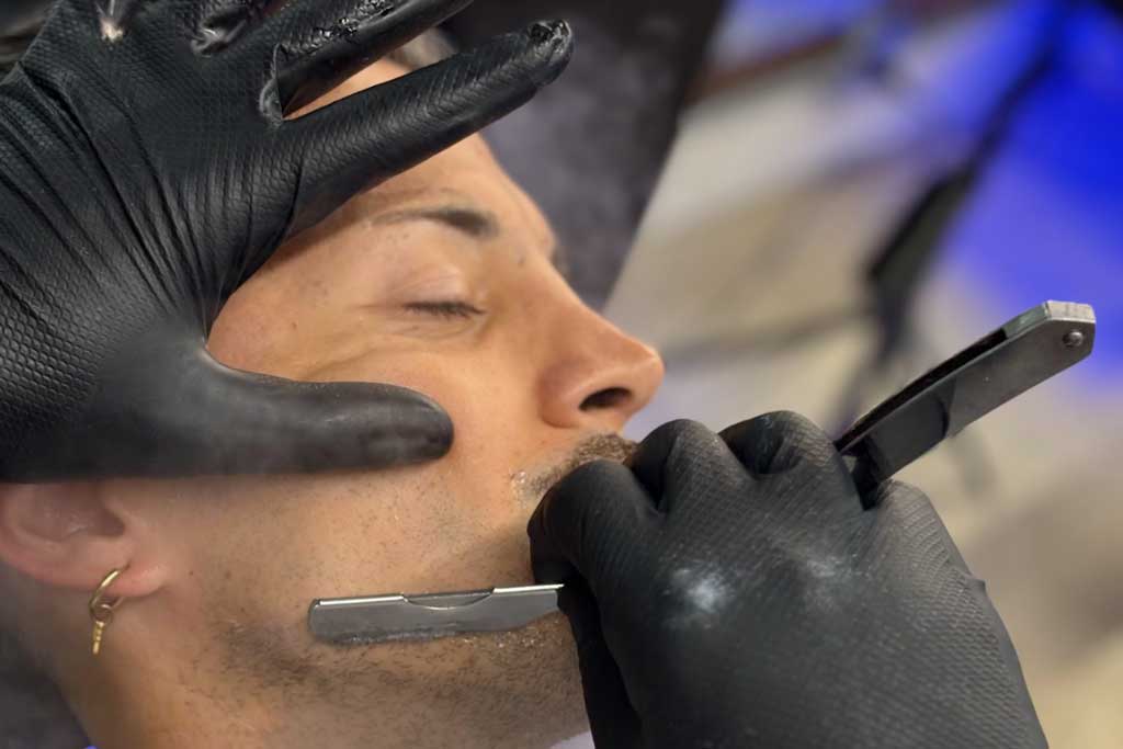 Beard grooming and razor shave service at Funking Barber Hollywood FL