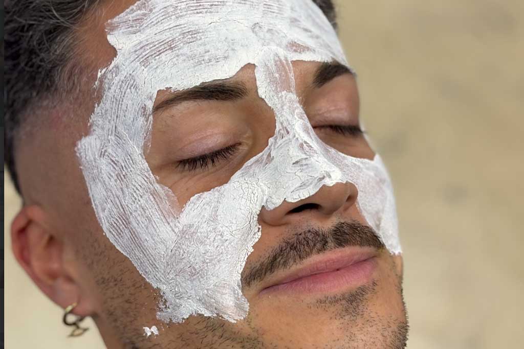 Luxury grooming treatment — black mask and exfoliation at Funking Barber
