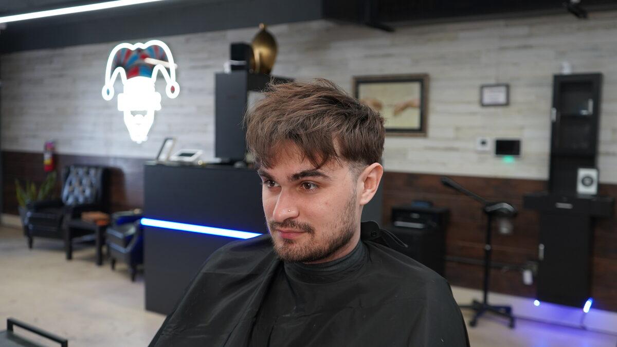 Men's haircut for rectangular/long face shape at Funking Barber, Hollywood FL